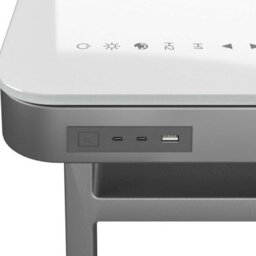 Tresanti Aurora Adjustable Height Desk With White Glass Top, Led Lights, Usb Ports, Drawer & Illumitouch Control Panel - thumbnail 4