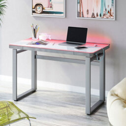 Tresanti Aurora Adjustable Height Desk With White Glass Top, Led Lights, Usb Ports, Drawer & Illumitouch Control Panel - thumbnail 6