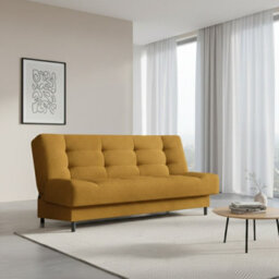 Livia 3 Seater Sofa Bed With Sleeping Function Freestanding Design Compact And Comfortable For Living Or Guest Room Mustard - thumbnail 1