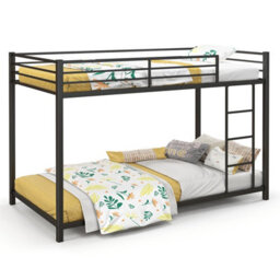 Costway 155 Cm Metal Bunk Bed Single Over Single Bunk Beds With Ladder-Black - thumbnail 2