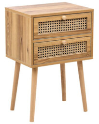 Beliani Light Brown Bedside Table With Rattan Viennese Braid Front, 2 Drawers, Beechwood Legs - thumbnail 3