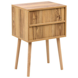 Beliani Light Brown Bedside Table With Rattan Viennese Braid Front, 2 Drawers, Beechwood Legs - thumbnail 6