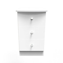 Broadway 3 Drawer Bedside Cabinet With Led Lights In White Gloss (Ready Assembled) - thumbnail 1