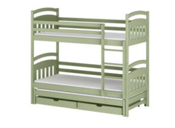 Arte Olive Wooden Bunk Bed Adas With Storage And Bonnell Mattressess W198Cm - Space-Saving Family Bunk Bed With Drawers - thumbnail 1