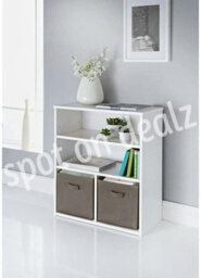 Spot On Dealz  Wooden Storage Shelving Unit Bookcase (2 Shleves 2 Cube White) - thumbnail 3