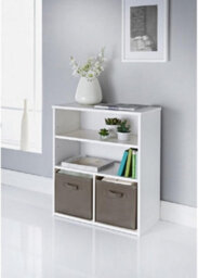 Spot On Dealz  Wooden Storage Shelving Unit Bookcase (2 Shleves 2 Cube White) - thumbnail 1