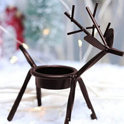 6X Metal Reindeer Tea Light Candle Holders & Tealights - thumbnail 5