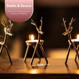 6X Metal Reindeer Tea Light Candle Holders & Tealights - thumbnail 9