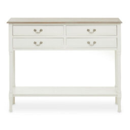 Orsina Console Table For Hallway, Pine Wood Hallway Table For Home Office Décor, Wood Table With 4 Drawers