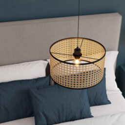 GoodHome Tonkin Natural & Black Round Lamp Shade (D)38Cm - thumbnail 1