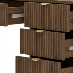 Tireno Okapi Walnut Corner Desk With Fluted Drawers Modern Computer Desk For Home Office Study Bedroom And Teen Room - thumbnail 3