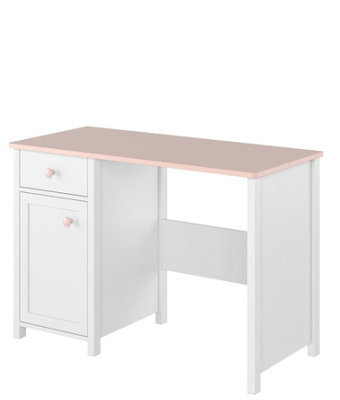 Arte Luna Contemporary Computer Desk 1 Drawer 1 Door White And Pink (H)780mm (W)1040mm (D)500mm - image 1