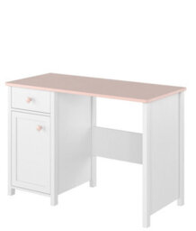 Arte Luna Contemporary Computer Desk 1 Drawer 1 Door White And Pink (H)780mm (W)1040mm (D)500mm