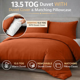Ameha Duvet 13.5 Tog With Rust Duvet Cover & Matching Pillowcases, Breathable, Bedding Set, Double 200X200Cm - thumbnail 2