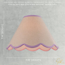 Happy Homewares Scallop Edge Natural Textured Linen Coolie Lamp Shade With Lilac Trims - thumbnail 6