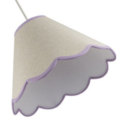 Happy Homewares Scallop Edge Natural Textured Linen Coolie Lamp Shade With Lilac Trims - thumbnail 5