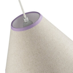 Happy Homewares Scallop Edge Natural Textured Linen Coolie Lamp Shade With Lilac Trims - thumbnail 4