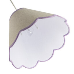 Happy Homewares Scallop Edge Natural Textured Linen Coolie Lamp Shade With Lilac Trims - thumbnail 3