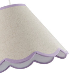 Happy Homewares Scallop Edge Natural Textured Linen Coolie Lamp Shade With Lilac Trims - thumbnail 8