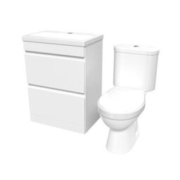 Nes Home 600mm 2 Drawers White Basin Vanity Unit & Close Coupled Toilet - thumbnail 6
