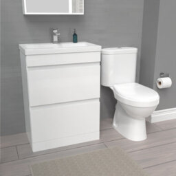Nes Home 600mm 2 Drawers White Basin Vanity Unit & Close Coupled Toilet - thumbnail 5