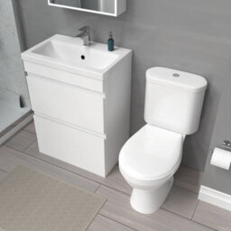 Nes Home 600mm 2 Drawers White Basin Vanity Unit & Close Coupled Toilet - thumbnail 4
