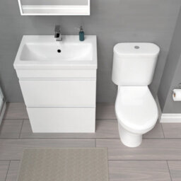 Nes Home 600mm 2 Drawers White Basin Vanity Unit & Close Coupled Toilet - thumbnail 3