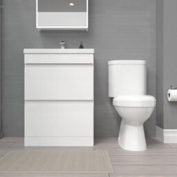 Nes Home 600mm 2 Drawers White Basin Vanity Unit & Close Coupled Toilet - thumbnail 2