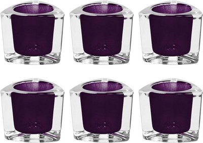 Simpa 6Pc Heavy Weight Glass Tea Light Holders - Purple