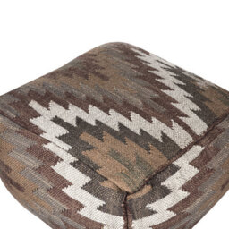 Beliani Multicolour Jute Wool Pouffe 50 X 50 X 30 Cm, Geometric Pattern Upholstered Footstool - thumbnail 3