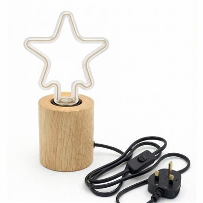 Ledsone Wooden Table Lamp With Decorative Bulb Small Bedside Desk Light, Natural Wood Base, Warm Ambient Lighting - image 1