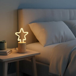 Ledsone Wooden Table Lamp With Decorative Bulb Small Bedside Desk Light, Natural Wood Base, Warm Ambient Lighting - thumbnail 5