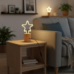 Ledsone Wooden Table Lamp With Decorative Bulb Small Bedside Desk Light, Natural Wood Base, Warm Ambient Lighting - thumbnail 6