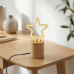 Ledsone Wooden Table Lamp With Decorative Bulb Small Bedside Desk Light, Natural Wood Base, Warm Ambient Lighting - thumbnail 2