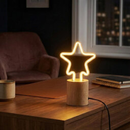 Ledsone Wooden Table Lamp With Decorative Bulb Small Bedside Desk Light, Natural Wood Base, Warm Ambient Lighting - thumbnail 3