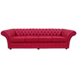 Chesterfield 4 Seater Fuchsia Pink Leather Sofa Bespoke In Balmoral Style - thumbnail 3