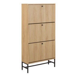 Furniture To Go Albany Shoe Cabinet 3 Flip Down Doors In Oak/black Legs - thumbnail 1