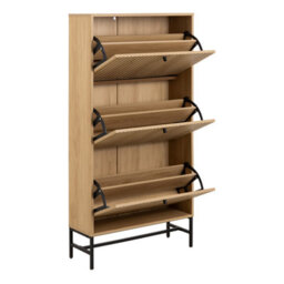 Furniture To Go Albany Shoe Cabinet 3 Flip Down Doors In Oak/black Legs - thumbnail 4