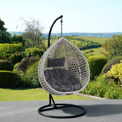 Abingdon Hanging Swing Single Egg Pod Chair - Dark Grey