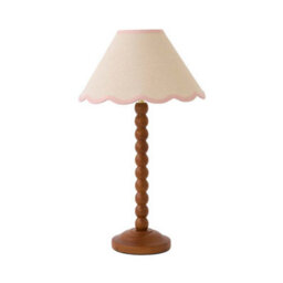 Valuelights Bobbin Pink Trim Linen Shade Walnut Bobble Table Lamp - thumbnail 6
