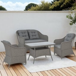 Outsunny 4 Pcs Rattan Garden Furniture, Padded Cushions Conversation Sofa Set - thumbnail 7