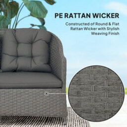 Outsunny 4 Pcs Rattan Garden Furniture, Padded Cushions Conversation Sofa Set - thumbnail 4