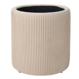 Living And Home Set Of 2 Modern Round Beige Fleece Storage Ottomans With Hidden Storage, Beige - thumbnail 5