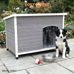 Dog Kennel Grey By Cozy Pet Large Size Insulated Wooden Puppy Kennels House Dk01L-Grey - thumbnail 9