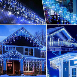 Shatchi 240 Led Icicle Lights 5M - 8 Modes, Blue And White Outdoor Christmas Lights - thumbnail 3