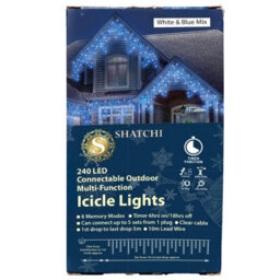 Shatchi 240 Led Icicle Lights 5M - 8 Modes, Blue And White Outdoor Christmas Lights - thumbnail 7