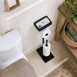 Freestanding Toilet Roll Holder With Storage Shelf Black - thumbnail 3