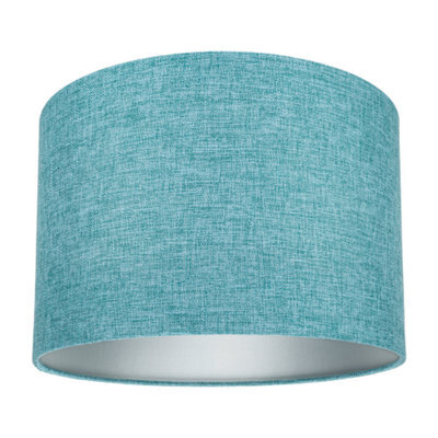 Happy Homewares Contemporary And Sleek 10 Inch Teal Linen Fabric Drum Lamp Shade 60W Maximum - image 1