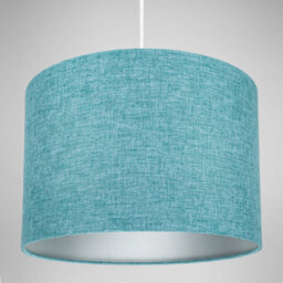 Happy Homewares Contemporary And Sleek 10 Inch Teal Linen Fabric Drum Lamp Shade 60W Maximum - thumbnail 4
