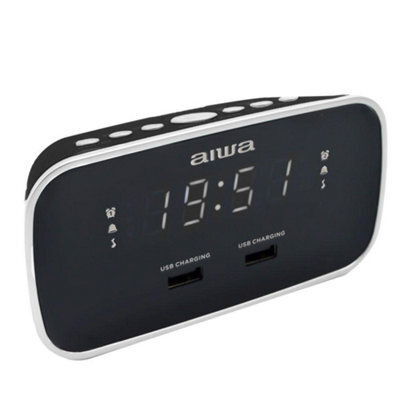 Aiwa Cru-19 Black Digital Dual Alarm Clock - image 1